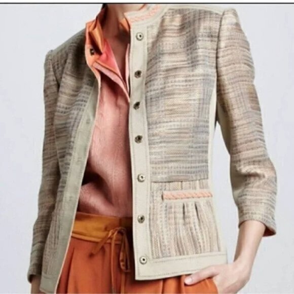 Elie Tahari Jackets & Blazers - Elie Tahari Button Up Orange Lined Blazer Suit Jacket